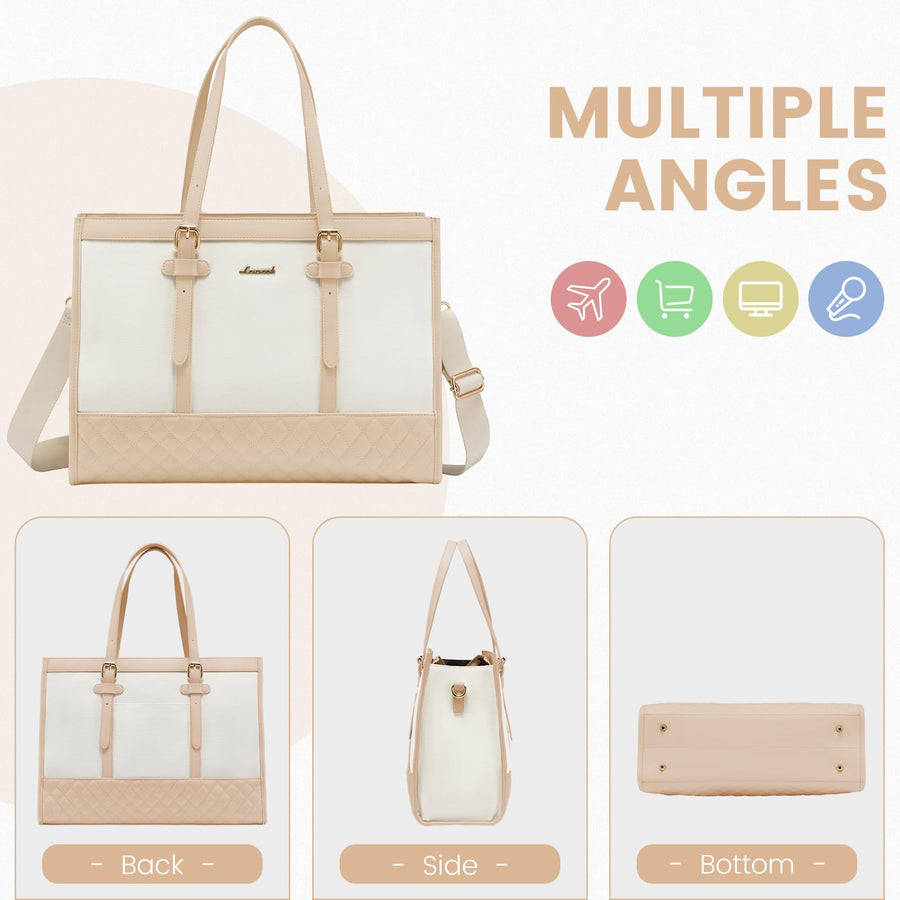 Laptop Bag for Women 15.6 inch Canvas Laptop Tote Bag, Large Capacity Work Bag with Clutch Purse, Computer Bag Office Business Briefcase, Casual Handbag for Travel College Teacher School