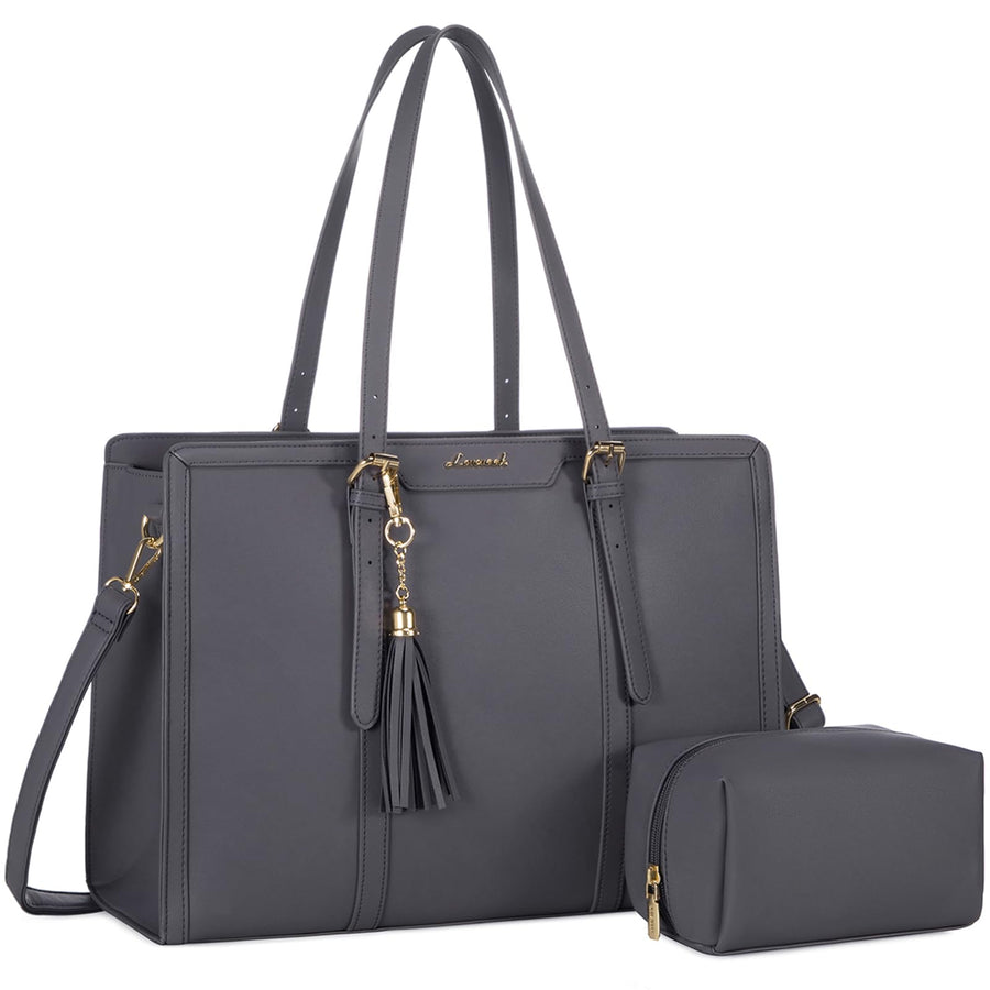 15.6-inch Canvas Laptop Tote with Clutch for Women - Lightweight, Large Capacity for Work, Travel, School
