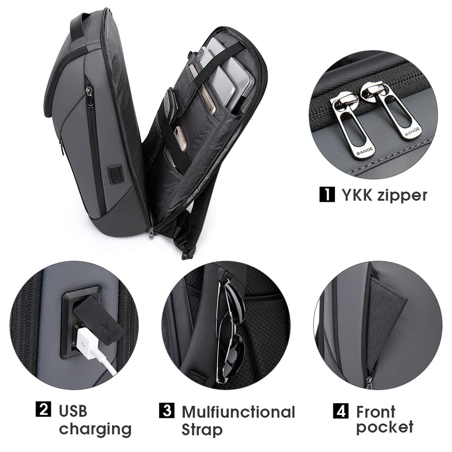 BANGE Business Smart Backpack Waterproof fit 15.6 Inch Laptop Backpack with USB Charging Port,Travel Durable Backpack