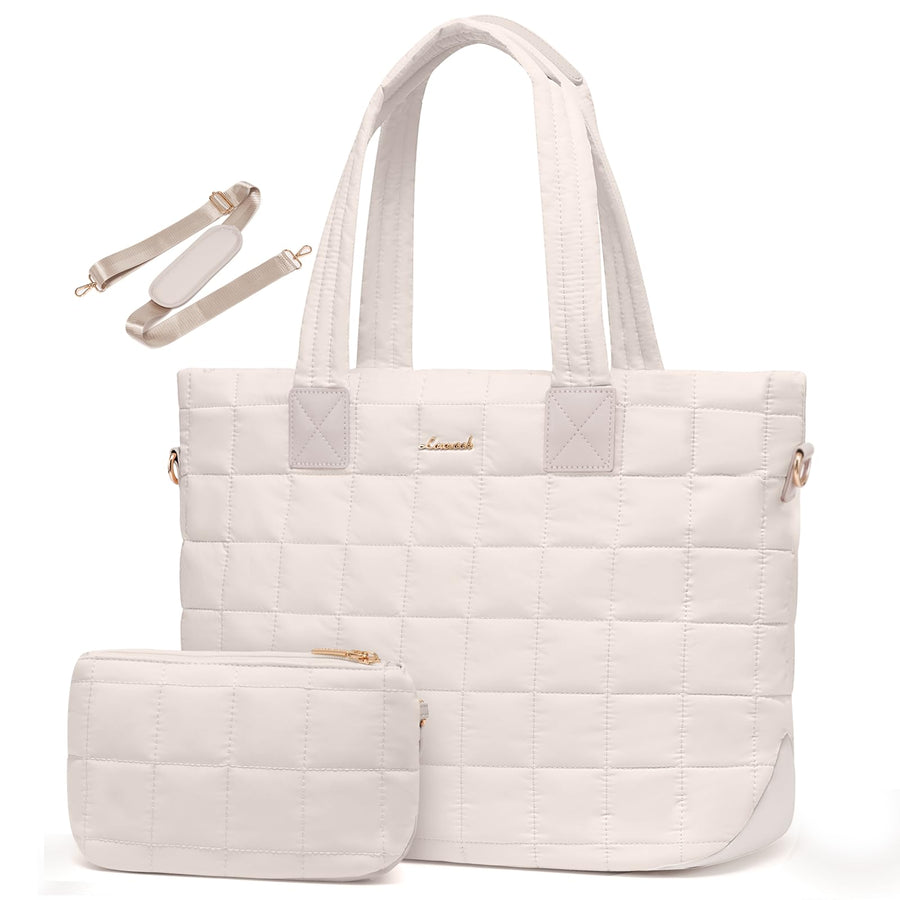 Tote Bag for Women, Large Puffer Tote Bag with Zipper Quilted Light Work Bag