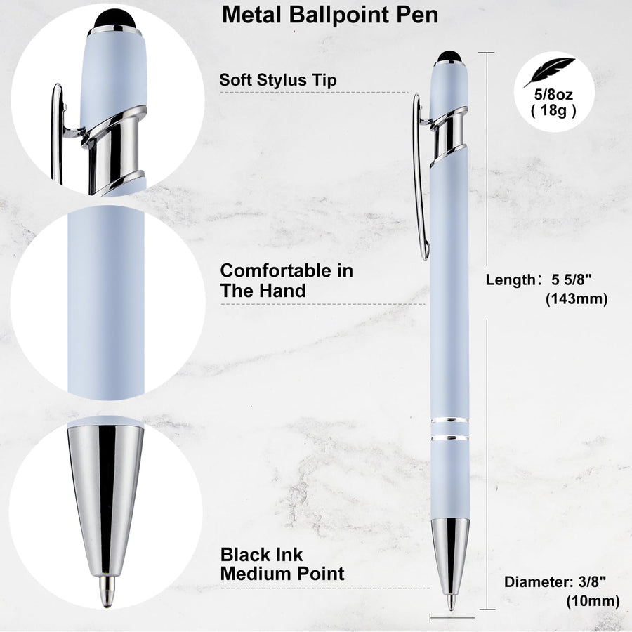 12 Pack Black Gold Ballpoint Pen with Stylus Tip, 1.0 mm Black Ink Smooth Writing Pens, Metal Stylus Pens for Touch Screens