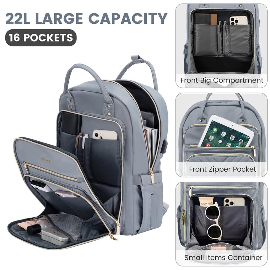 15.6 Inch Laptop Backpack for Women,Fashion Work Travel Backpack,Waterproof Day Pack Purse for Teacher Nurse Dark Green