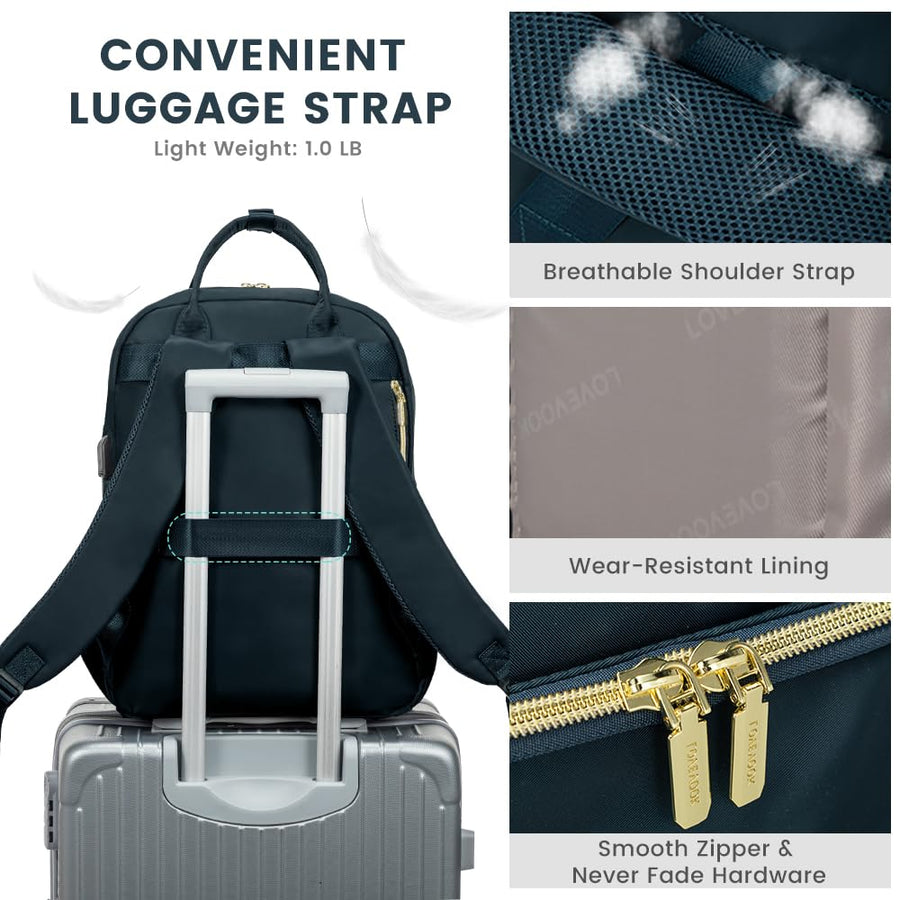 15.6 Inch Laptop Backpack for Women,Fashion Work Travel Backpack,Waterproof Day Pack Purse for Teacher Nurse Dark Green