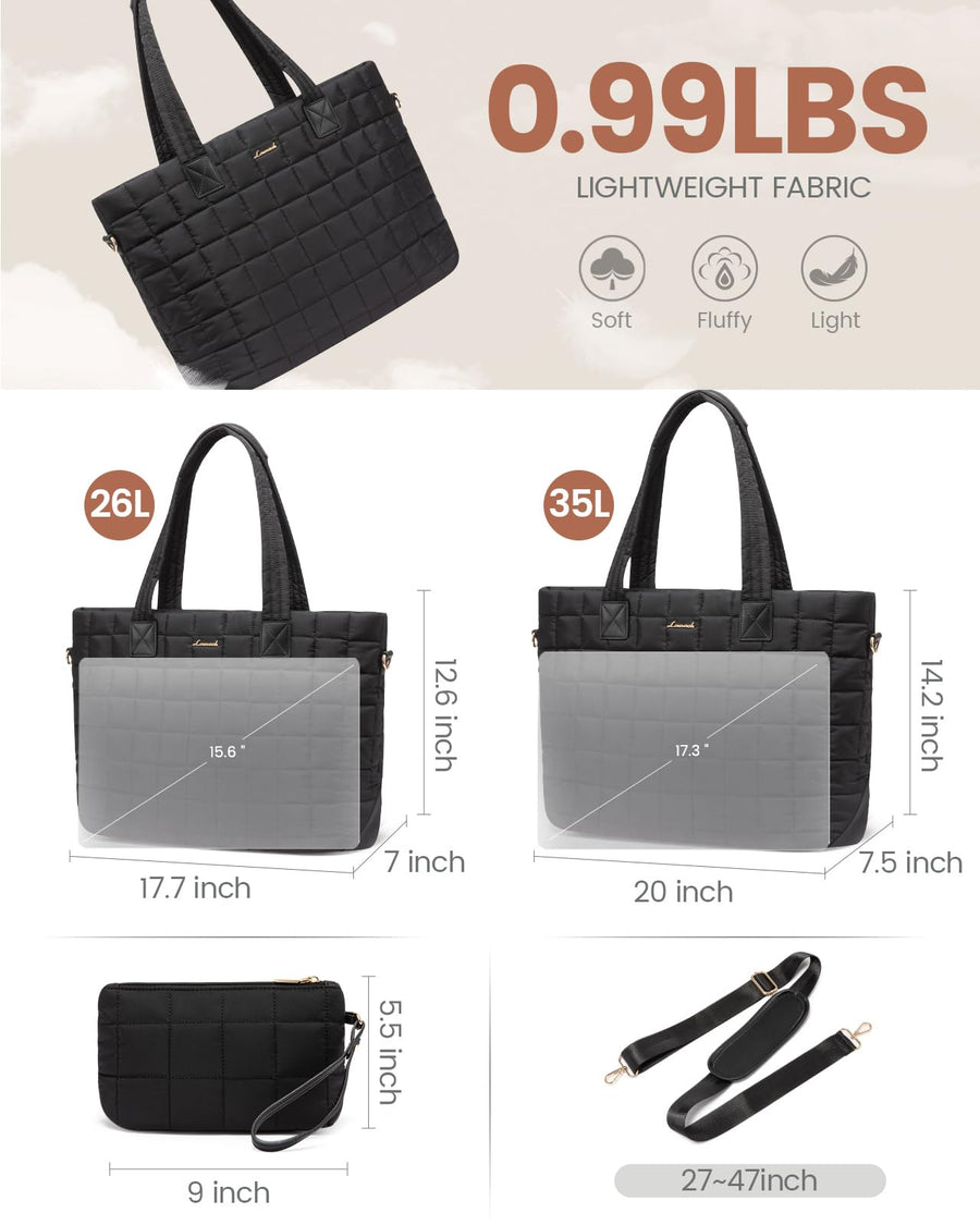 Tote Bag for Women, Large Puffer Tote Bag with Zipper Quilted Light Work Bag