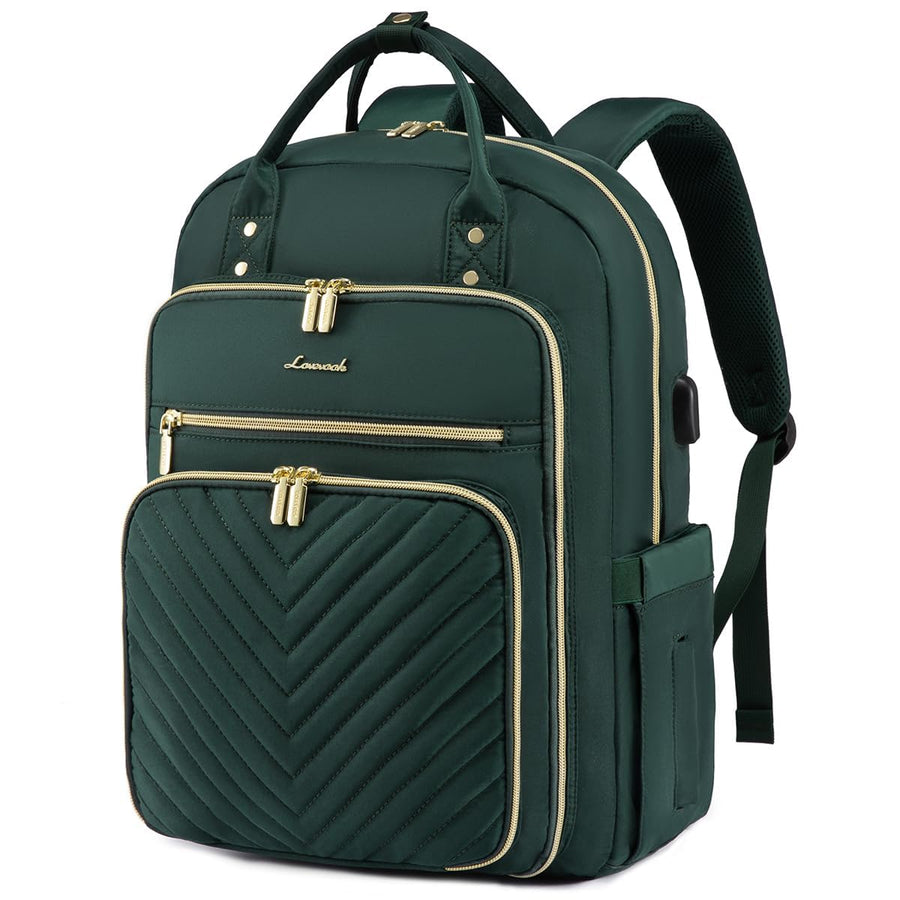 15.6 Inch Laptop Backpack for Women,Fashion Work Travel Backpack,Waterproof Day Pack Purse for Teacher Nurse Dark Green