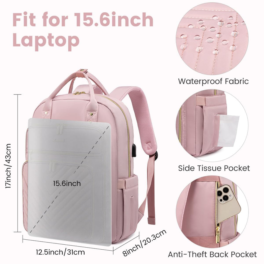 15.6 Inch Laptop Backpack for Women,Fashion Work Travel Backpack,Waterproof Day Pack Purse for Teacher Nurse Dark Green