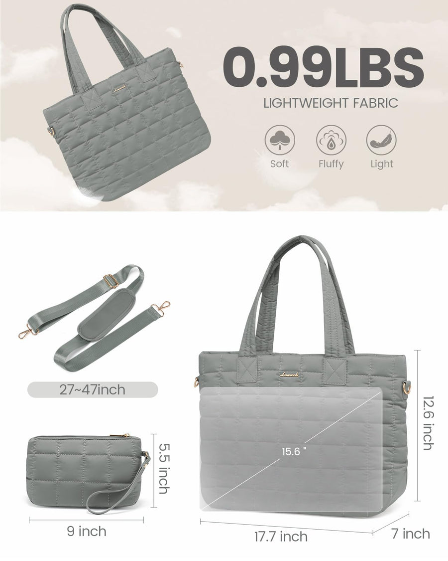 Tote Bag for Women, Large Puffer Tote Bag with Zipper Quilted Light Work Bag
