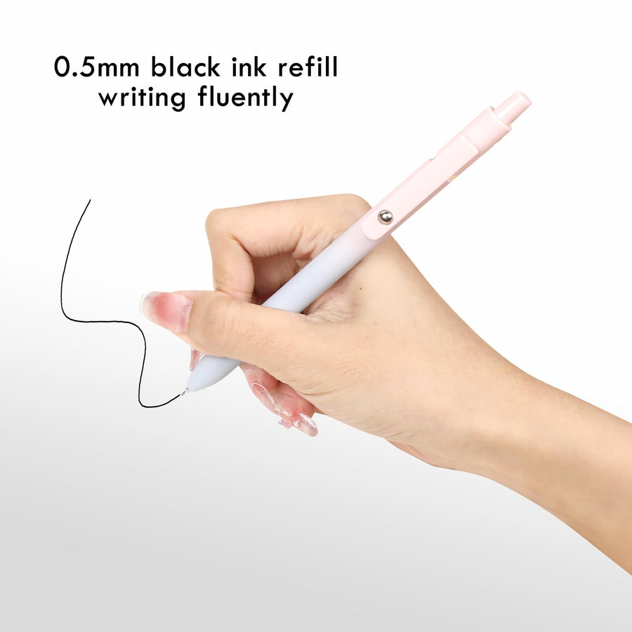Gel Pens, 6 Pcs 0.5mm Quick Dry Black Ink Pens Fine Point Smooth Writing Pens, Cute Office School Supplies Gifts for Women