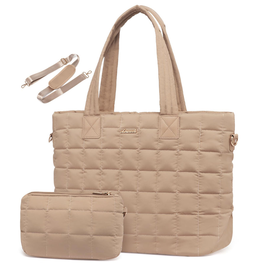 Tote Bag for Women, Large Puffer Tote Bag with Zipper Quilted Light Work Bag