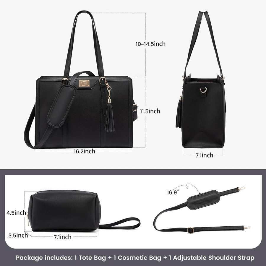 Vegan Leather Laptop Tote Bag
