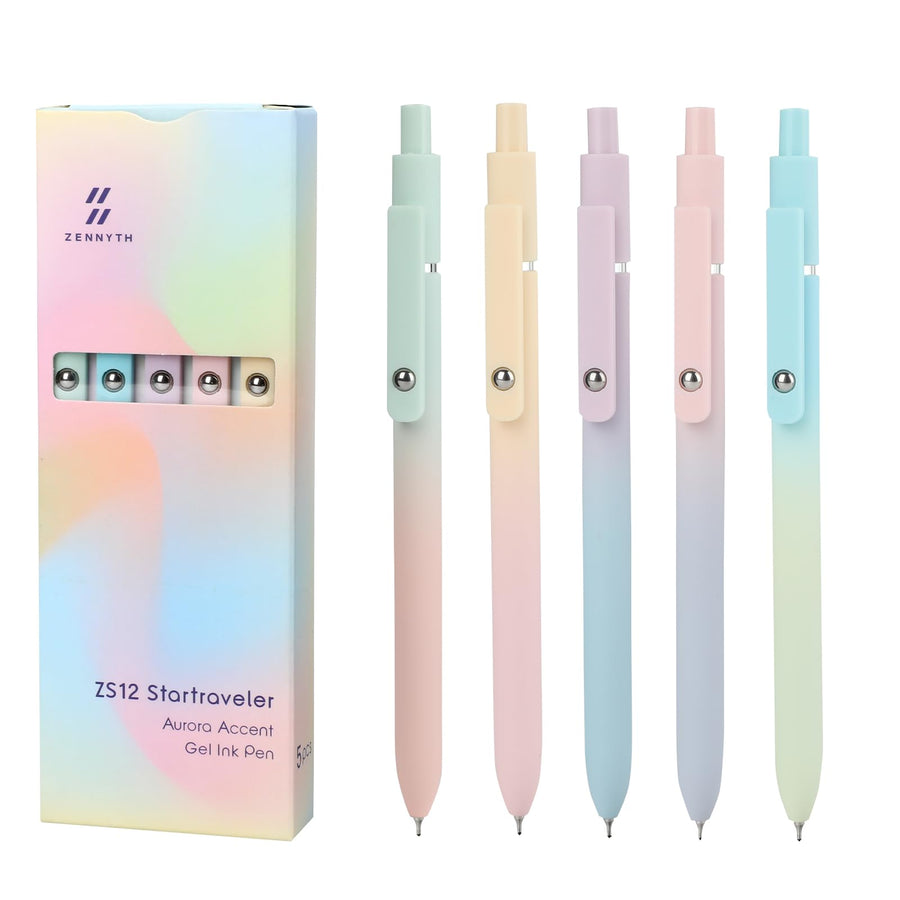 Gel Pens, 6 Pcs 0.5mm Quick Dry Black Ink Pens Fine Point Smooth Writing Pens, Cute Office School Supplies Gifts for Women
