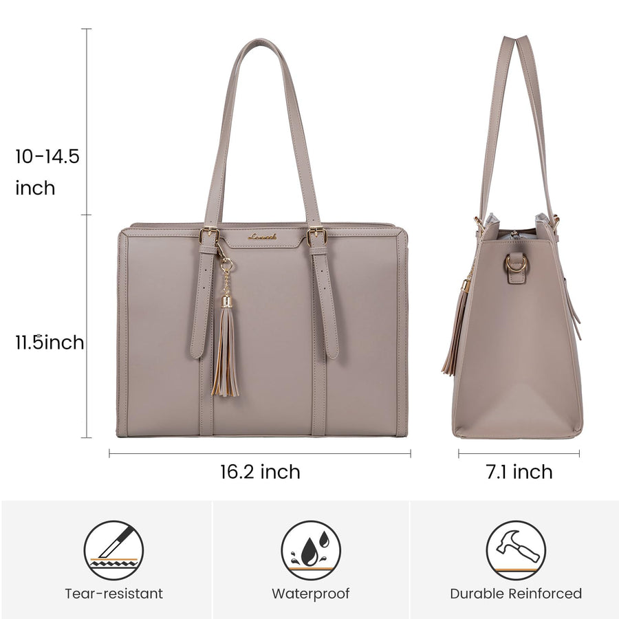15.6-inch Canvas Laptop Tote with Clutch for Women - Lightweight, Large Capacity for Work, Travel, School