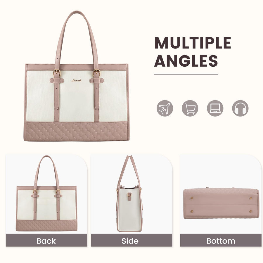 Laptop Bag for Women 15.6 inch Canvas Laptop Tote Bag, Large Capacity Work Bag with Clutch Purse, Computer Bag Office Business Briefcase, Casual Handbag for Travel College Teacher School