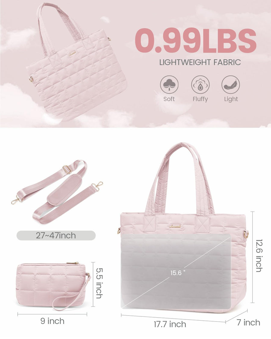 Tote Bag for Women, Large Puffer Tote Bag with Zipper Quilted Light Work Bag