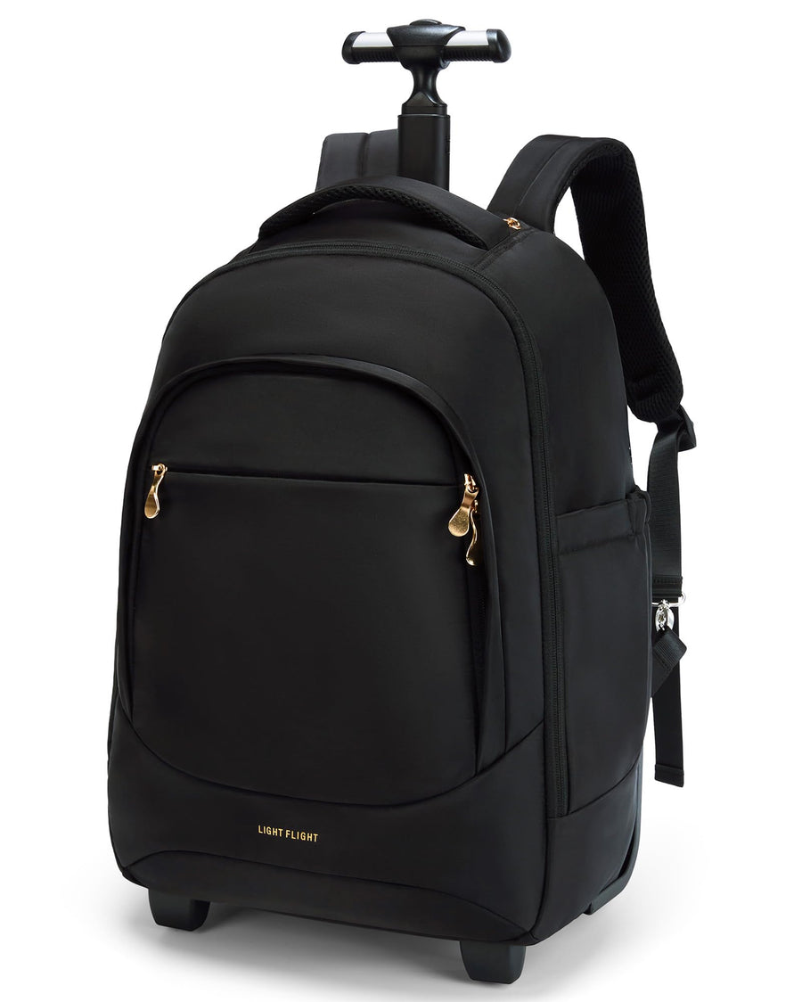 LIGHT FLIGHT Travel Laptop Backpack Women, 15.6 Inch Laptop Backpack with USB Charging Hole, Water Resistant College Bookbag, Black Computer Backpacks for Work, Champagne