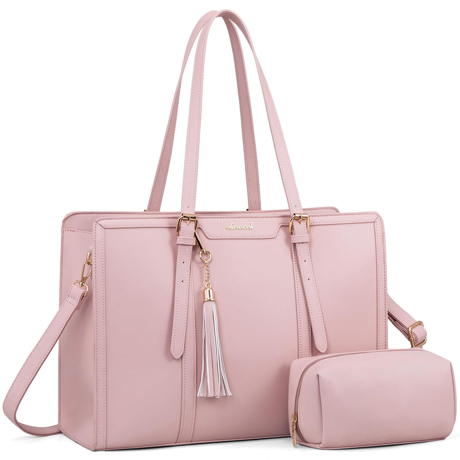 15.6-inch Canvas Laptop Tote with Clutch for Women - Lightweight, Large Capacity for Work, Travel, School