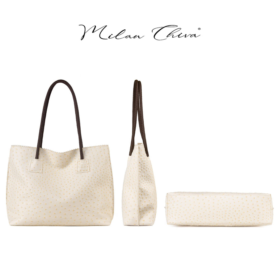 Tote Bag for Women with Zipper Large Ostrich Vegan Leather Shoulder Purses and Handbags