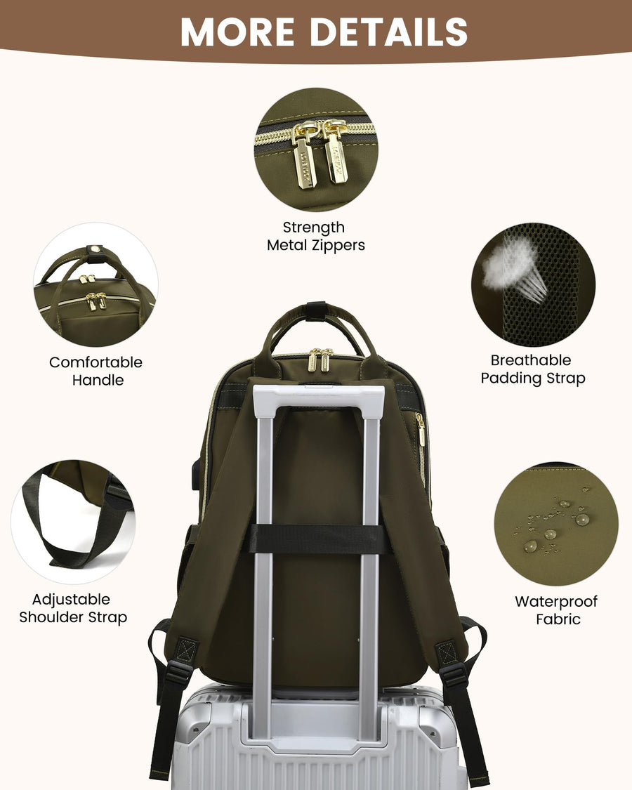 Laptop Backpack for Women Men 15.6 Inch Laptop Bag with USB Port Fashion Waterproof Backpacks Teacher Nurse Stylish Travel Bags Vintage Daypacks Bookbag for College School Work