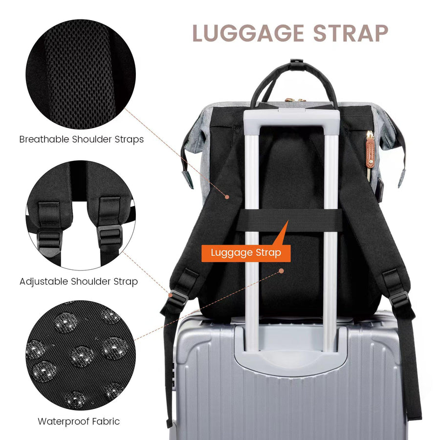 Laptop Backpack for Women, 15.6 Inch Work Business Backpacks Purse with USB Port, Large Capacity Nurse Bag College Bookbag for School, Waterproof Casual Daypack for Travel