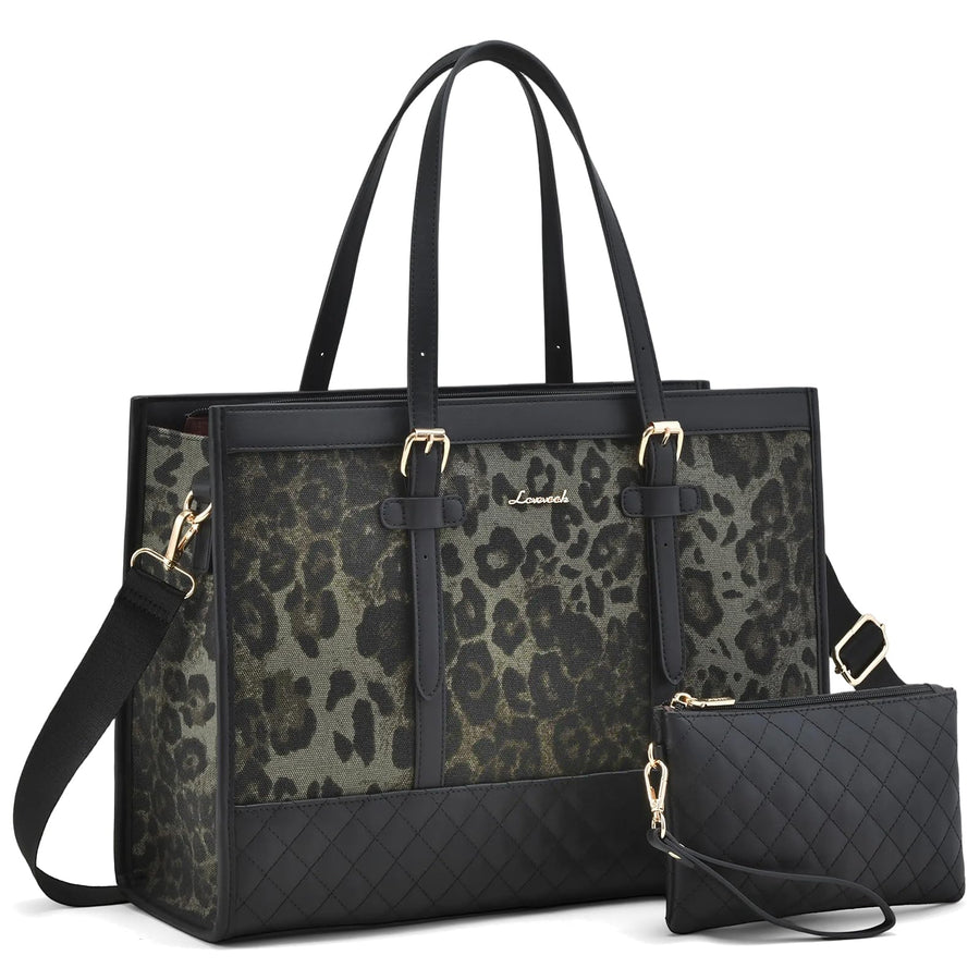 Laptop Bag for Women 15.6 inch Canvas Laptop Tote Bag, Large Capacity Work Bag with Clutch Purse, Computer Bag Office Business Briefcase, Casual Handbag for Travel College Teacher School