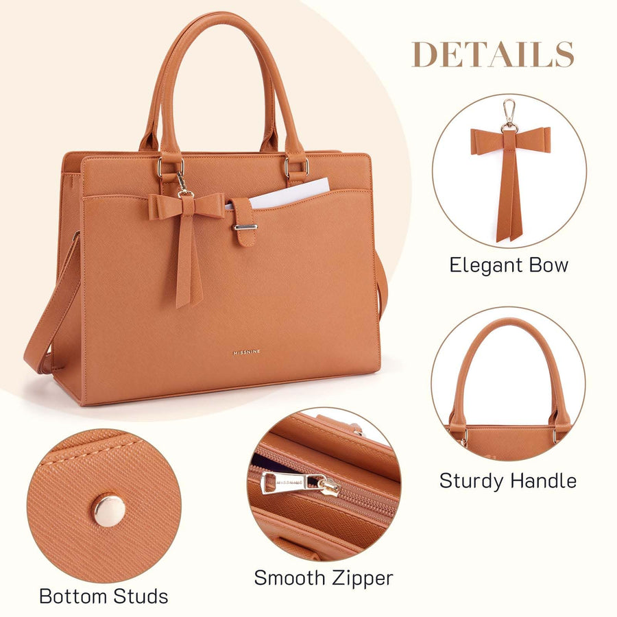 Laptop Tote Bag for Women 15.6 Inch Leather Work Bags Teacher Computer Purse Briefcase Handbag for Office, Travel