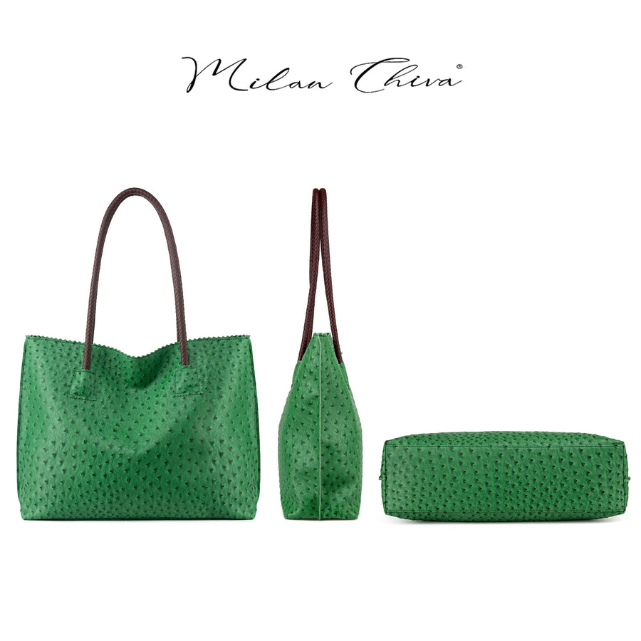 Tote Bag for Women with Zipper Large Ostrich Vegan Leather Shoulder Purses and Handbags