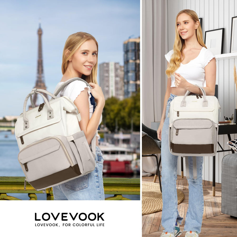 Laptop Backpack for Women, 15.6 Inch Work Business Backpacks Purse with USB Port, Large Capacity Nurse Bag College Bookbag for School, Waterproof Casual Daypack for Travel