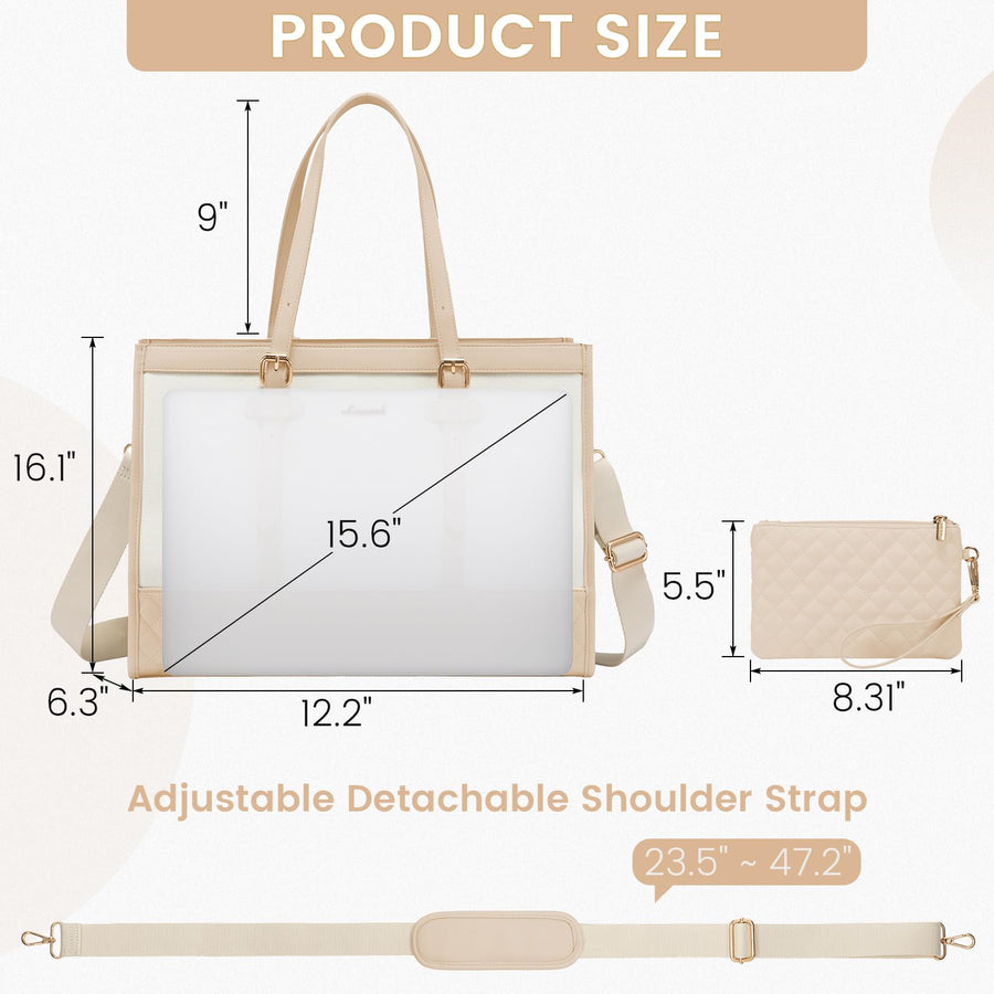 Laptop Bag for Women 15.6 inch Canvas Laptop Tote Bag, Large Capacity Work Bag with Clutch Purse, Computer Bag Office Business Briefcase, Casual Handbag for Travel College Teacher School