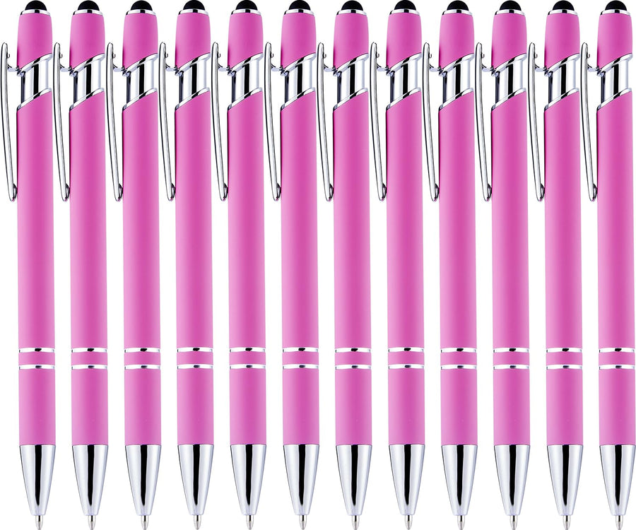 12 Pack Black Gold Ballpoint Pen with Stylus Tip, 1.0 mm Black Ink Smooth Writing Pens, Metal Stylus Pens for Touch Screens