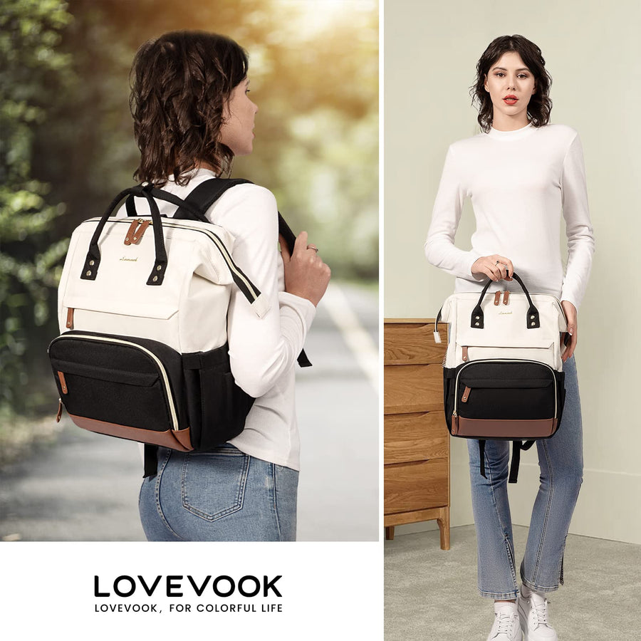Laptop Backpack for Women, 15.6 Inch Work Business Backpacks Purse with USB Port, Large Capacity Nurse Bag College Bookbag for School, Waterproof Casual Daypack for Travel