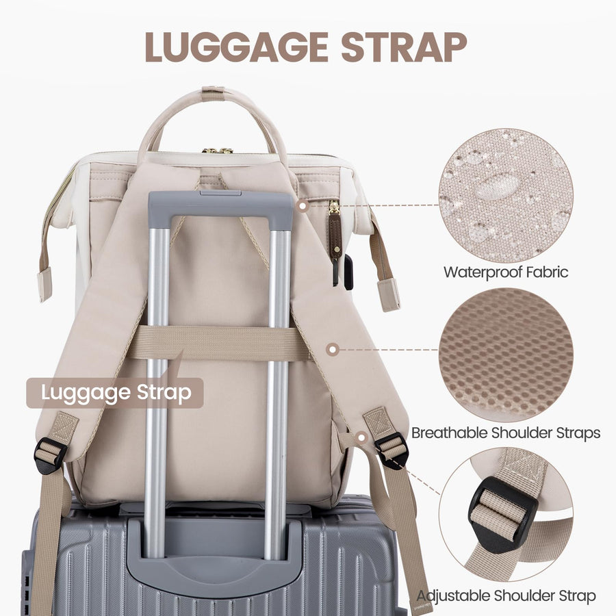 Laptop Backpack for Women, 15.6 Inch Work Business Backpacks Purse with USB Port, Large Capacity Nurse Bag College Bookbag for School, Waterproof Casual Daypack for Travel