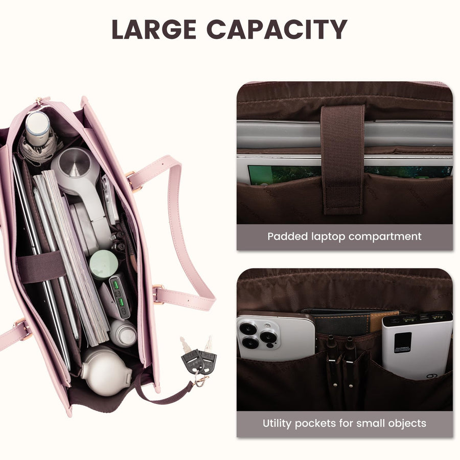 Laptop Bag for Women 15.6 inch Canvas Laptop Tote Bag, Large Capacity Work Bag with Clutch Purse, Computer Bag Office Business Briefcase, Casual Handbag for Travel College Teacher School