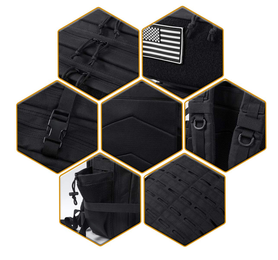 QT&QY 25L/35L/45L Military Tactical Backpack For Men Molle Daypack 3 Day Bug Out Bag Hiking Rucksack With Bottle Holder