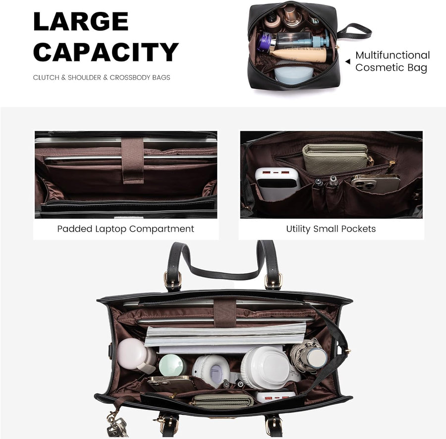 Vegan Leather Laptop Tote Bag