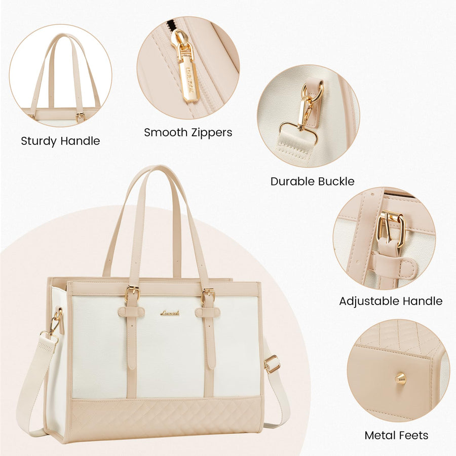 Laptop Bag for Women 15.6 inch Canvas Laptop Tote Bag, Large Capacity Work Bag with Clutch Purse, Computer Bag Office Business Briefcase, Casual Handbag for Travel College Teacher School