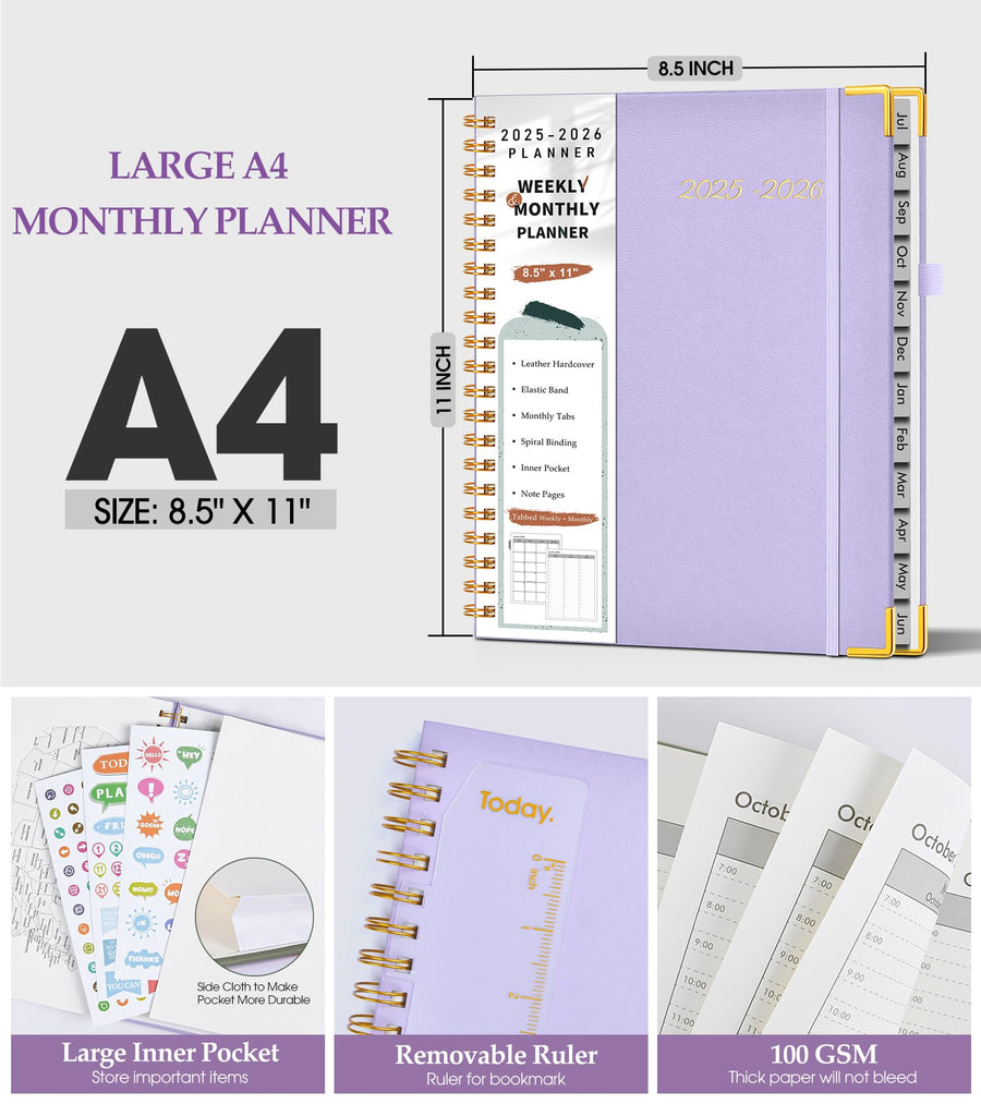 Academic Planner 2025-2026, Weekly and Monthly Calendar Planner from July 2025 - June 2026, 8.5