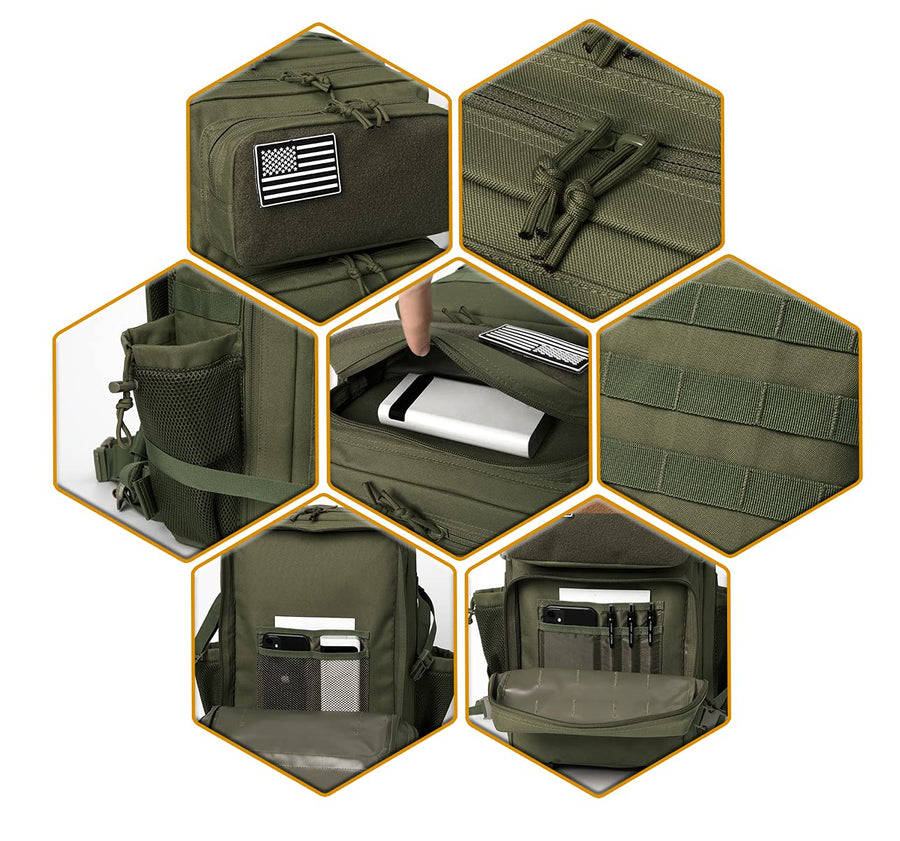 QT&QY 25L/35L/45L Military Tactical Backpack For Men Molle Daypack 3 Day Bug Out Bag Hiking Rucksack With Bottle Holder