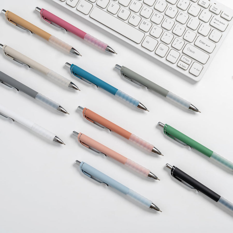 Ballpoint Pens Black Medium Point 1mm Pen with Super Soft Grip Ball Point Pen for Men Women Retractable Pens (gold-12 pcs)