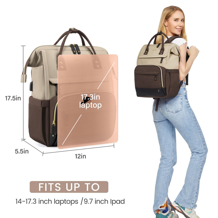 Laptop Backpack for Women, 15.6 Inch Work Business Backpacks Purse with USB Port, Large Capacity Nurse Bag College Bookbag for School, Waterproof Casual Daypack for Travel
