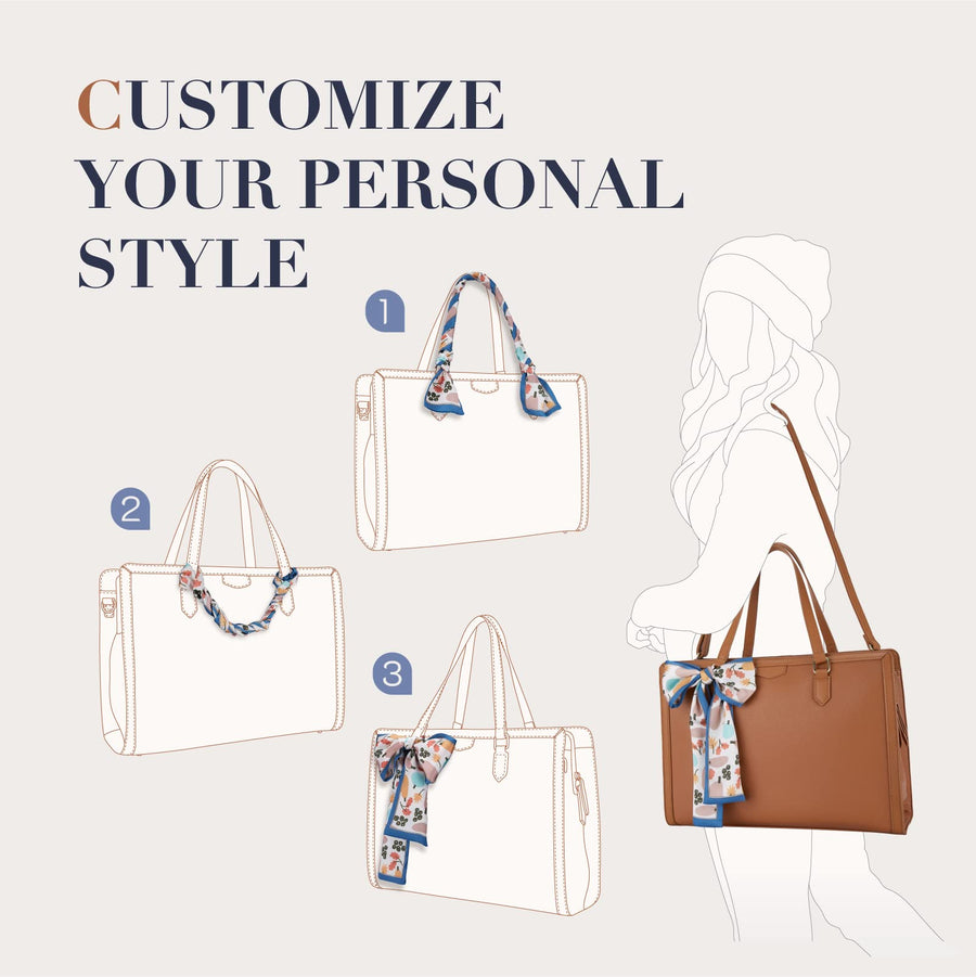 Laptop Tote Bag for Women 15.6 Inch Leather Work Bags Teacher Computer Purse Briefcase Handbag for Office, Travel