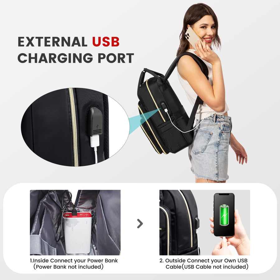 15.6 Inch Laptop Backpack for Women,Fashion Work Travel Backpack,Waterproof Day Pack Purse for Teacher Nurse Dark Green
