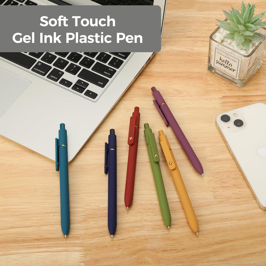 Gel Pens, 6 Pcs 0.5mm Quick Dry Black Ink Pens Fine Point Smooth Writing Pens, Cute Office School Supplies Gifts for Women