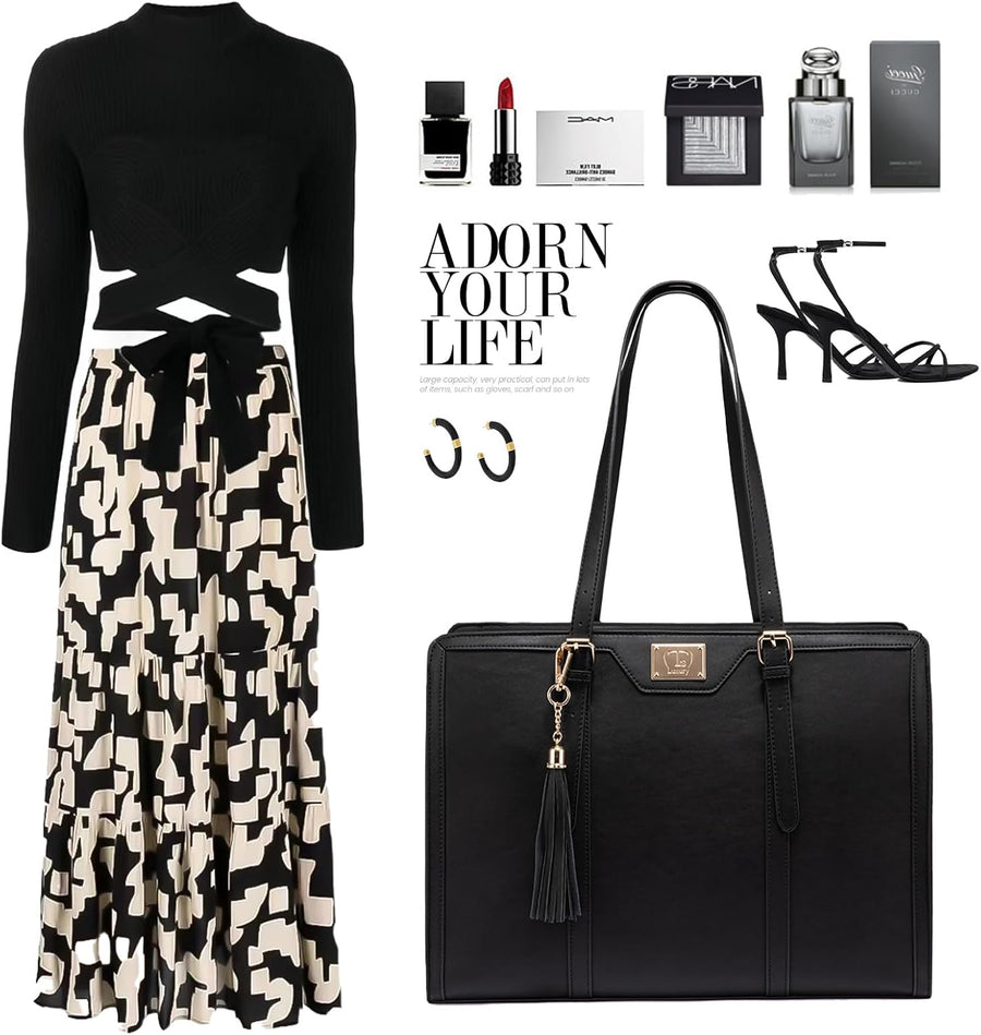 Vegan Leather Laptop Tote Bag