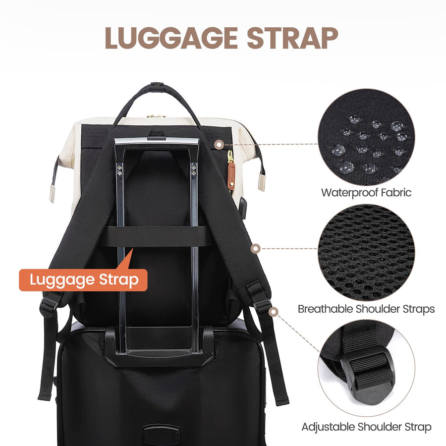 Laptop Backpack for Women, 15.6 Inch Work Business Backpacks Purse with USB Port, Large Capacity Nurse Bag College Bookbag for School, Waterproof Casual Daypack for Travel