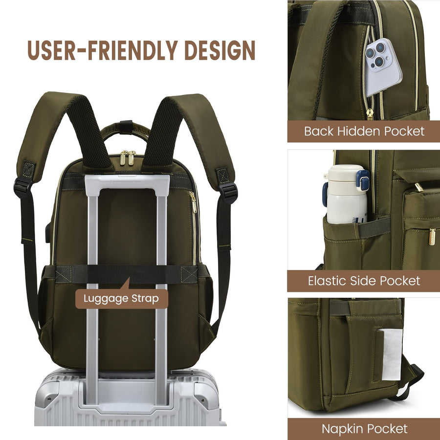 Laptop Backpack for Women Men 15.6 Inch Laptop Bag with USB Port Fashion Waterproof Backpacks Teacher Nurse Stylish Travel Bags Vintage Daypacks Bookbag for College School Work