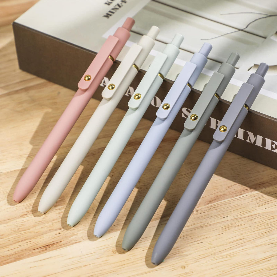 Gel Pens, 6 Pcs 0.5mm Quick Dry Black Ink Pens Fine Point Smooth Writing Pens, Cute Office School Supplies Gifts for Women