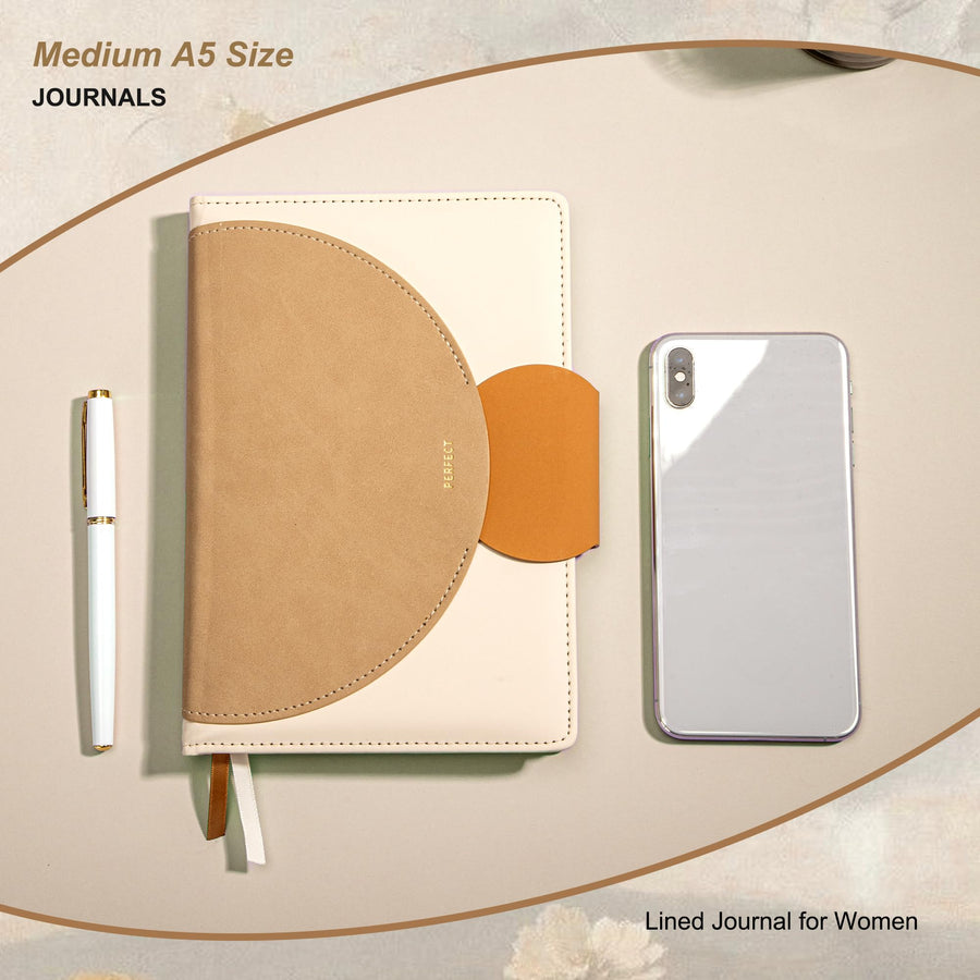 CAGIE Lined Journal for Women, 100GSM Leather Journals for Writing with Buckle Closure,A5 Hardcover Diary Journaling Notebooks for Business Work School Note Taking 5.9