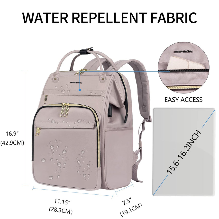 EMPSIGN 17 Inch Laptop Backpack for Women, Work Business Travel Computer College Bags, Large Capacity Water-repellent Quilted Casual Daypack with USB Port, Black