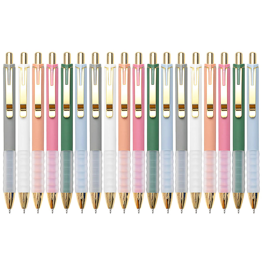 Ballpoint Pens Black Medium Point 1mm Pen with Super Soft Grip Ball Point Pen for Men Women Retractable Pens (gold-12 pcs)
