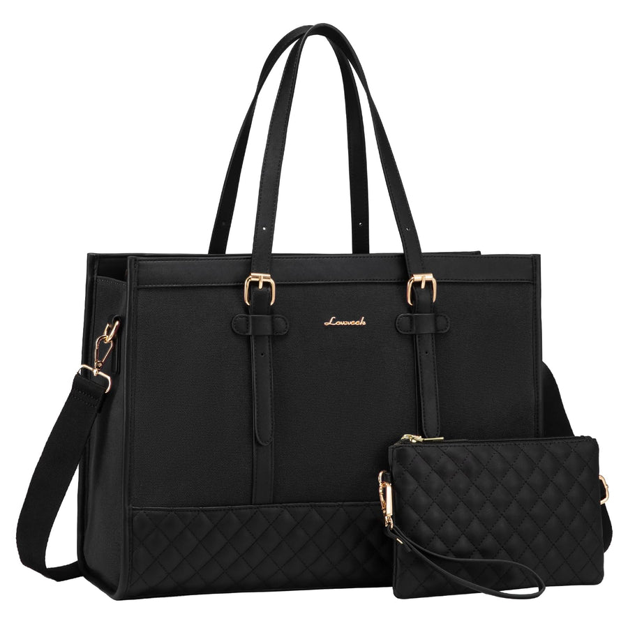 Laptop Bag for Women 15.6 inch Canvas Laptop Tote Bag, Large Capacity Work Bag with Clutch Purse, Computer Bag Office Business Briefcase, Casual Handbag for Travel College Teacher School